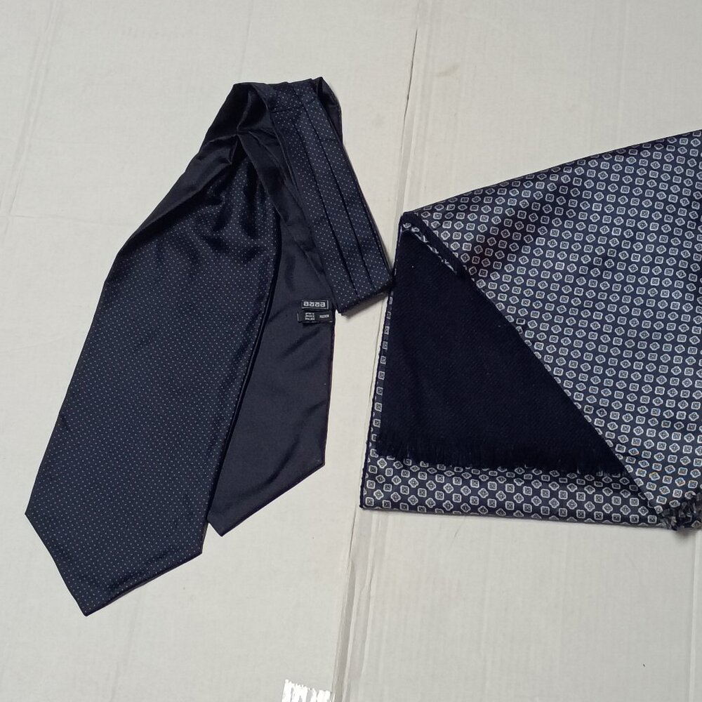❤️Lot 2 MENS ERRE NAVY & LIGHT BLUE ASCOT AND SCARF WRAP